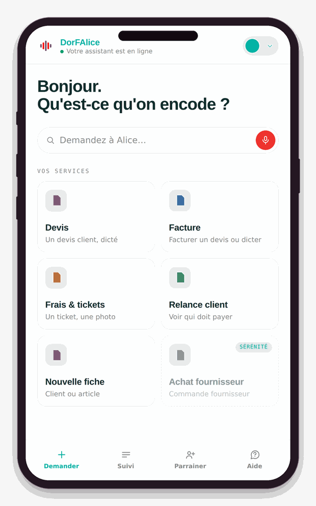 L'application DorFAlice sur un téléphone