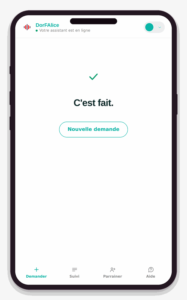 Écran de confirmation