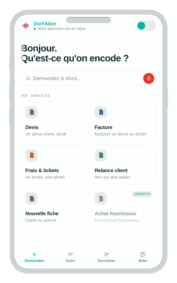 L'application DorFAlice sur un téléphone